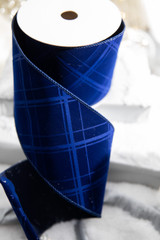 4” X 5 Yard Winter’s Night Snowflake Velvet Ribbon Navy