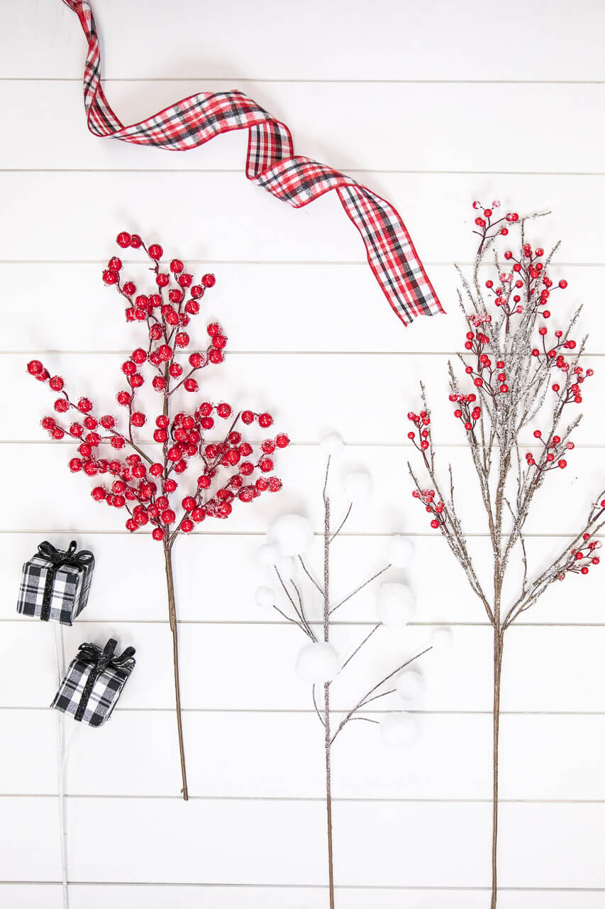 Red Berries Coordinated with plaid ribbon