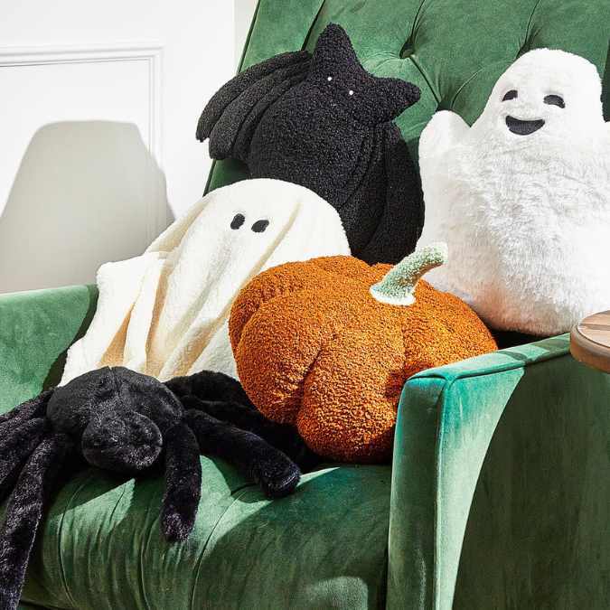 halloween ghost pillows and decor