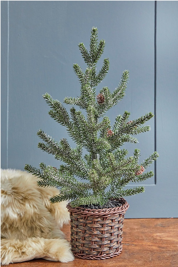 Christmas tree in basket